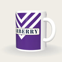 Personalised Purple and White Chevrons Jockey Silks Mug, three-quarter view