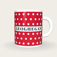 Personalised Red with White Spots Jockey Silks Mug, front