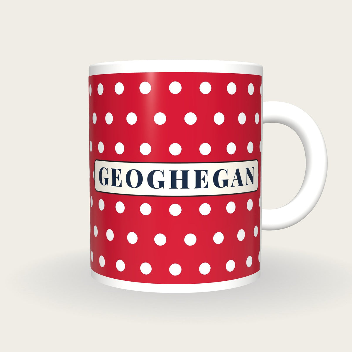 Personalised Red with White Spots Jockey Silks Mug, front
