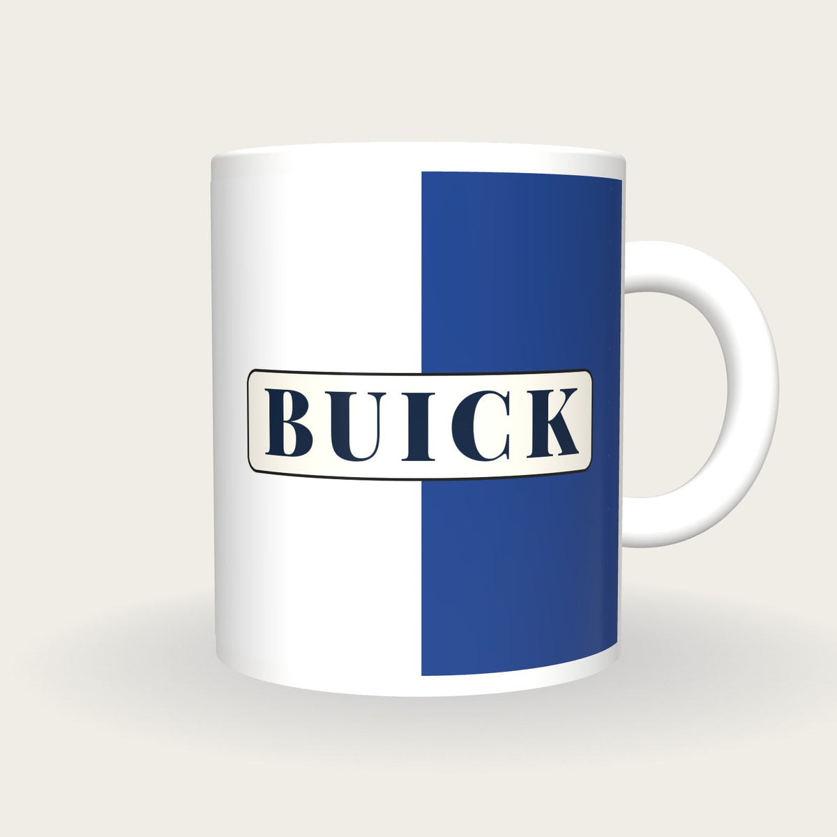 Personalised Royal Blue and White Halves Jockey Silks Mug, front