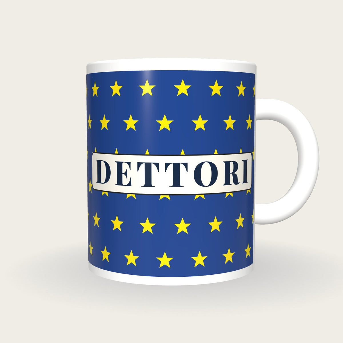 Personalised Royal Blue with Yellow Stars Jockey Silks Mug, front