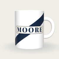 Personalised White with Navy Sash Jockey Silks Mug, front