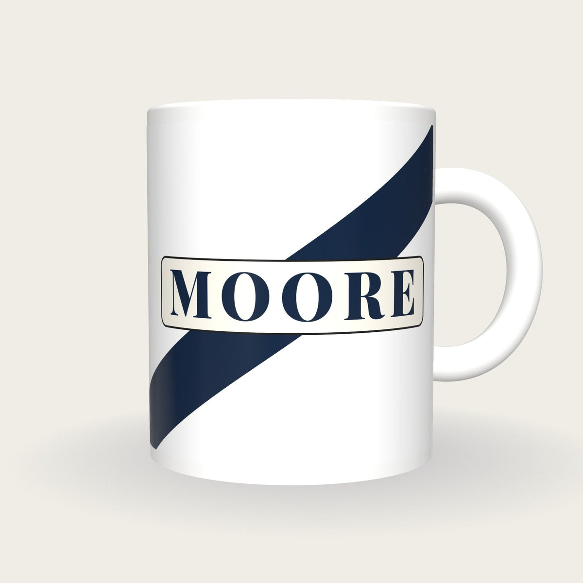 Personalised White with Navy Sash Jockey Silks Mug, front