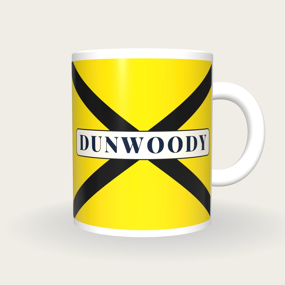 Personalised Yellow with Black Cross-belts Jockey Silks Mug, front