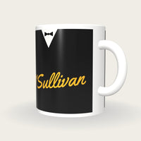 Personalised Black Snooker Waistcoat Mug, three-quarter view