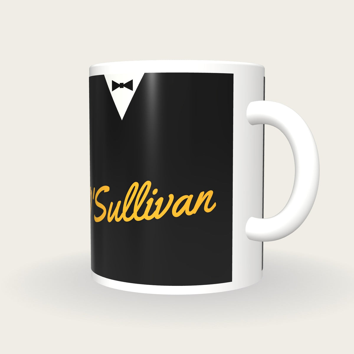 Personalised Black Snooker Waistcoat Mug, three-quarter view