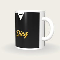 Personalised Black and Gold Snooker Waistcoat Mug, three-quarter view