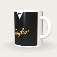 Personalised Black and Red Snooker Waistcoat Mug, three-quarter view
