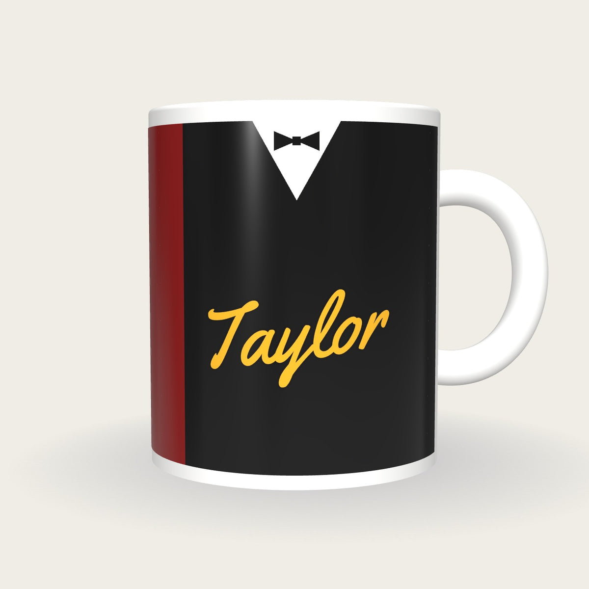 Personalised Black and Red Snooker Waistcoat Mug, front