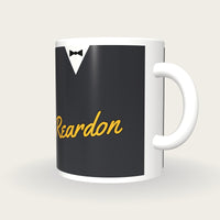 Personalised Charcoal Snooker Waistcoat Mug, three-quarter view