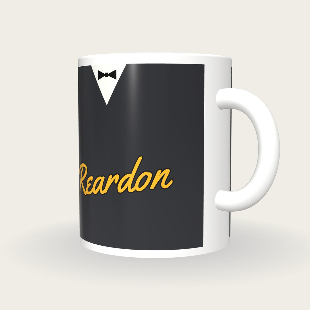 Personalised Charcoal Snooker Waistcoat Mug, three-quarter view