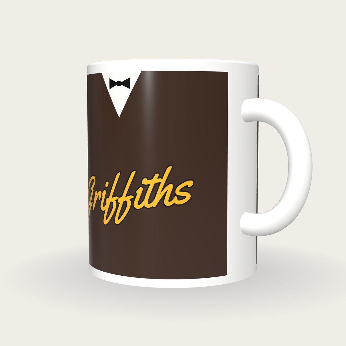 Personalised Chocolate Snooker Waistcoat Mug, three-quarter view