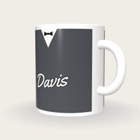 Personalised Grey Snooker Waistcoat Mug, three-quarter view