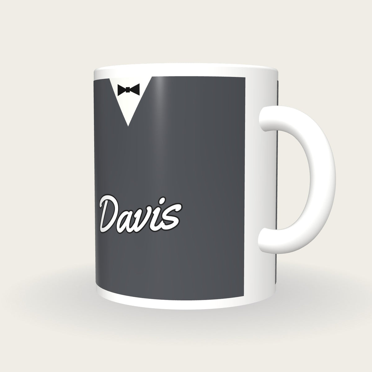 Personalised Grey Snooker Waistcoat Mug, three-quarter view