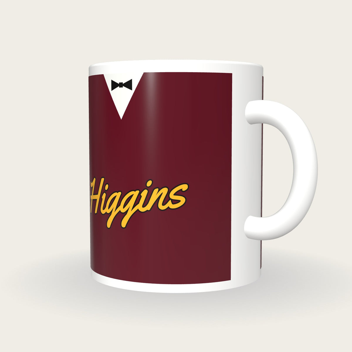 Personalised Maroon Snooker Waistcoat Mug, three-quarter view