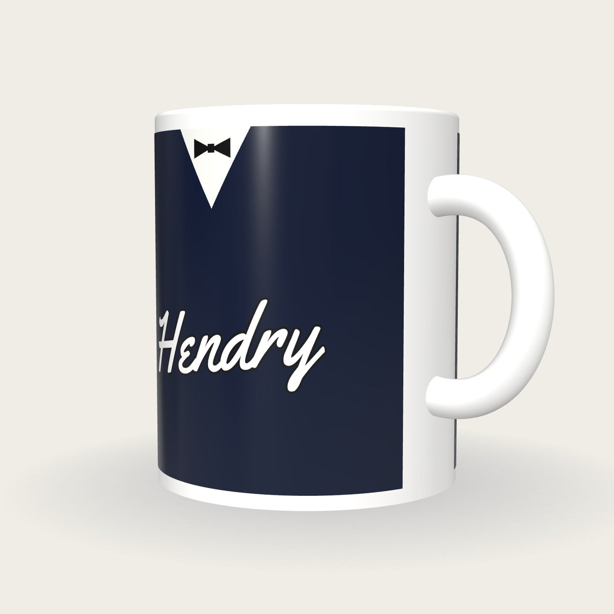 Personalised Navy Snooker Waistcoat Mug, three-quarter view