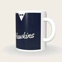 Personalised Navy and Silver Snooker Waistcoat Mug, three-quarter view