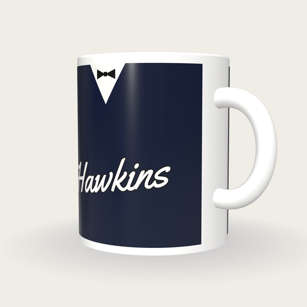 Personalised Navy and Silver Snooker Waistcoat Mug, three-quarter view
