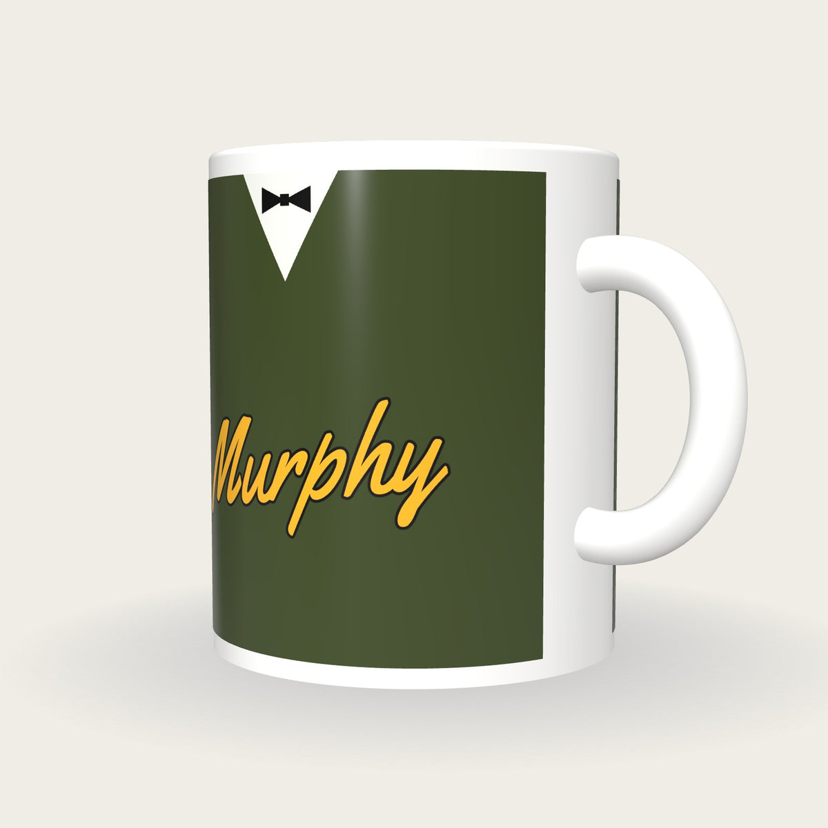 Personalised Olive Snooker Waistcoat Mug, three-quarter view