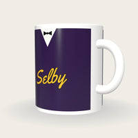 Personalised Purple Snooker Waistcoat Mug, three-quarter view