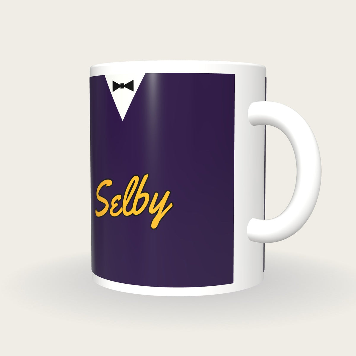 Personalised Purple Snooker Waistcoat Mug, three-quarter view