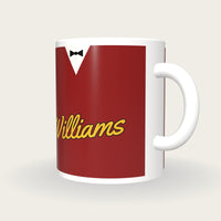Personalised Red Snooker Waistcoat Mug, three-quarter view