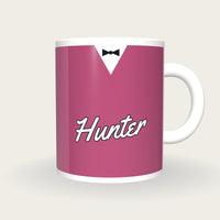 Personalised Rose Pink Snooker Waistcoat Mug, front
