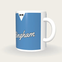 Personalised Sky Blue Snooker Waistcoat Mug, three-quarter view