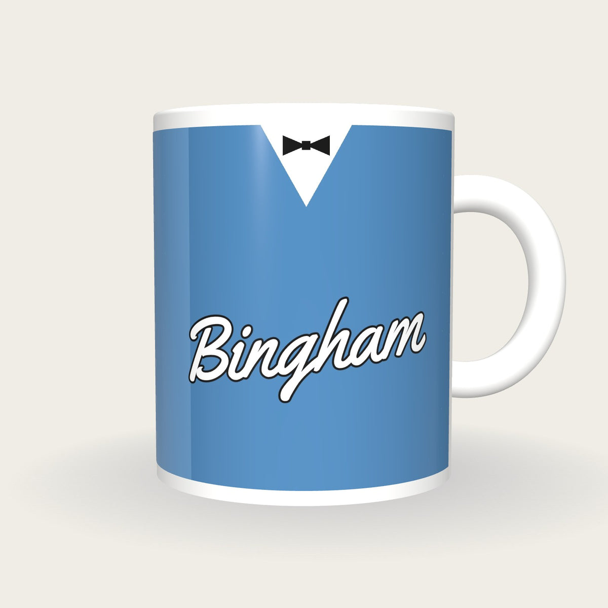 Personalised Sky Blue Snooker Waistcoat Mug, front