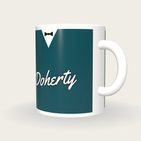 Personalised Teal Snooker Waistcoat Mug, three-quarter view