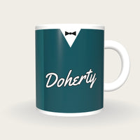 Personalised Teal Snooker Waistcoat Mug, front