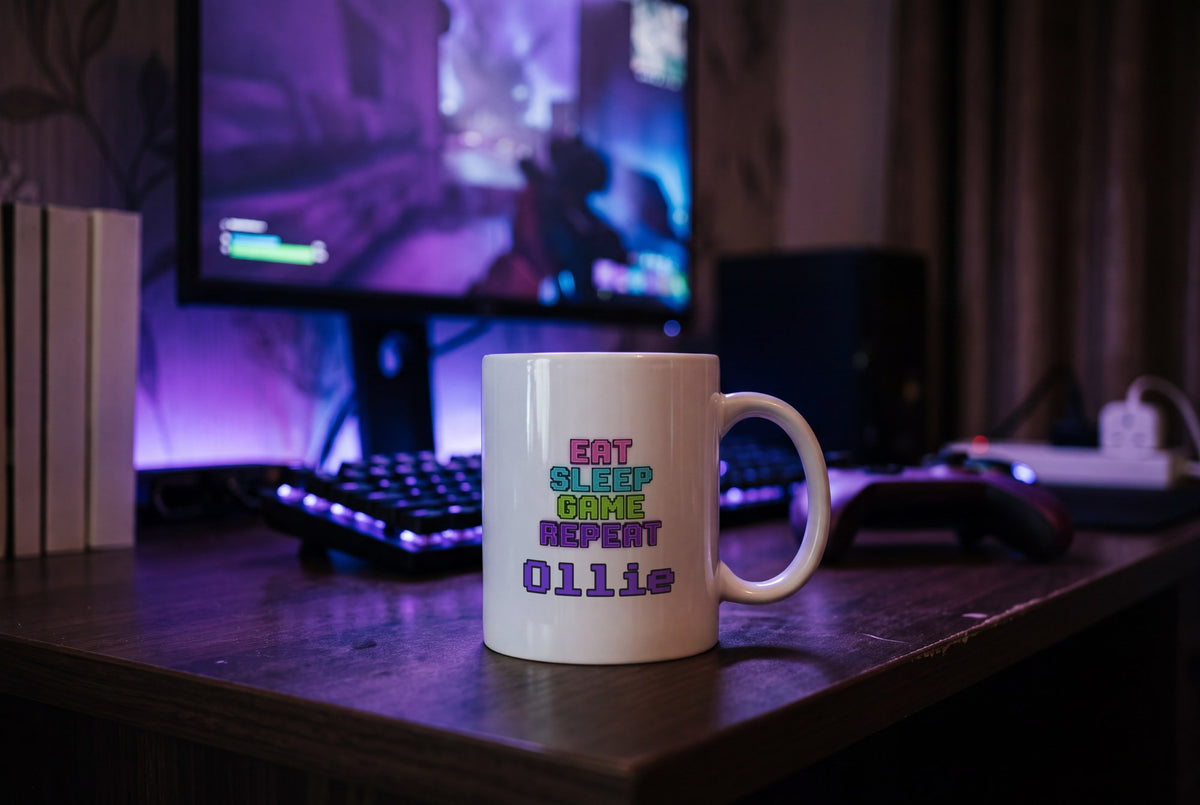 Lifestyle: Personalised Eat Sleep Game Repeat Gamer Mug