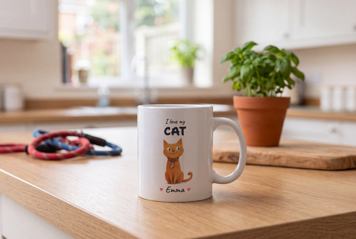 Lifestyle: Personalised Ginger Cat Mug, I Love My Cat