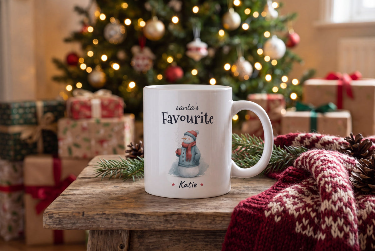 Lifestyle: Personalised Snowman With Cocoa Mug, Santa's Favourite