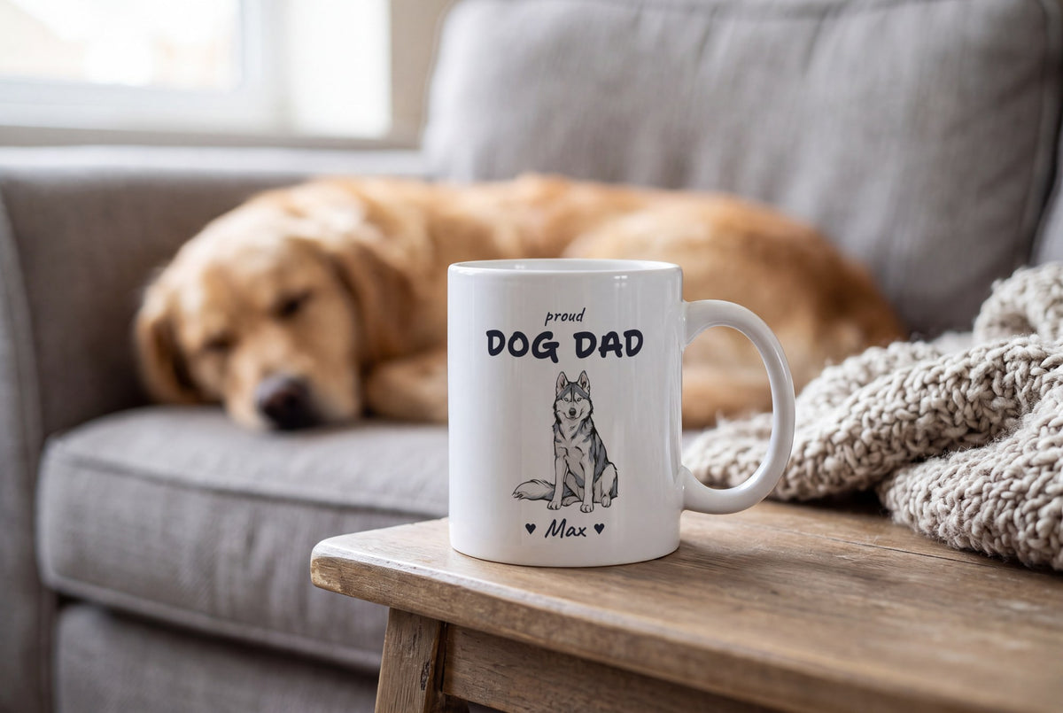 Lifestyle: Personalised Husky Dog Dad Mug