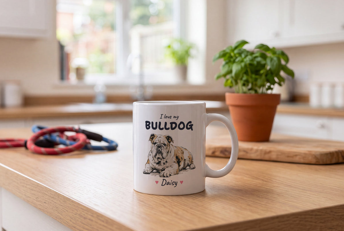 Lifestyle: Personalised I Love My Bulldog Mug