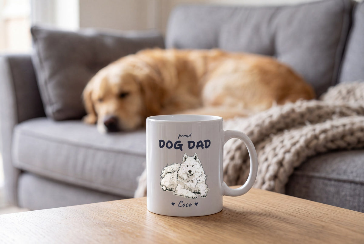 Lifestyle: Personalised Samoyed Dog Dad Mug
