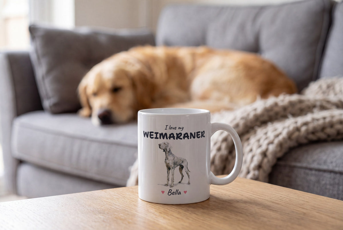 Lifestyle: Personalised I Love My Weimaraner Mug