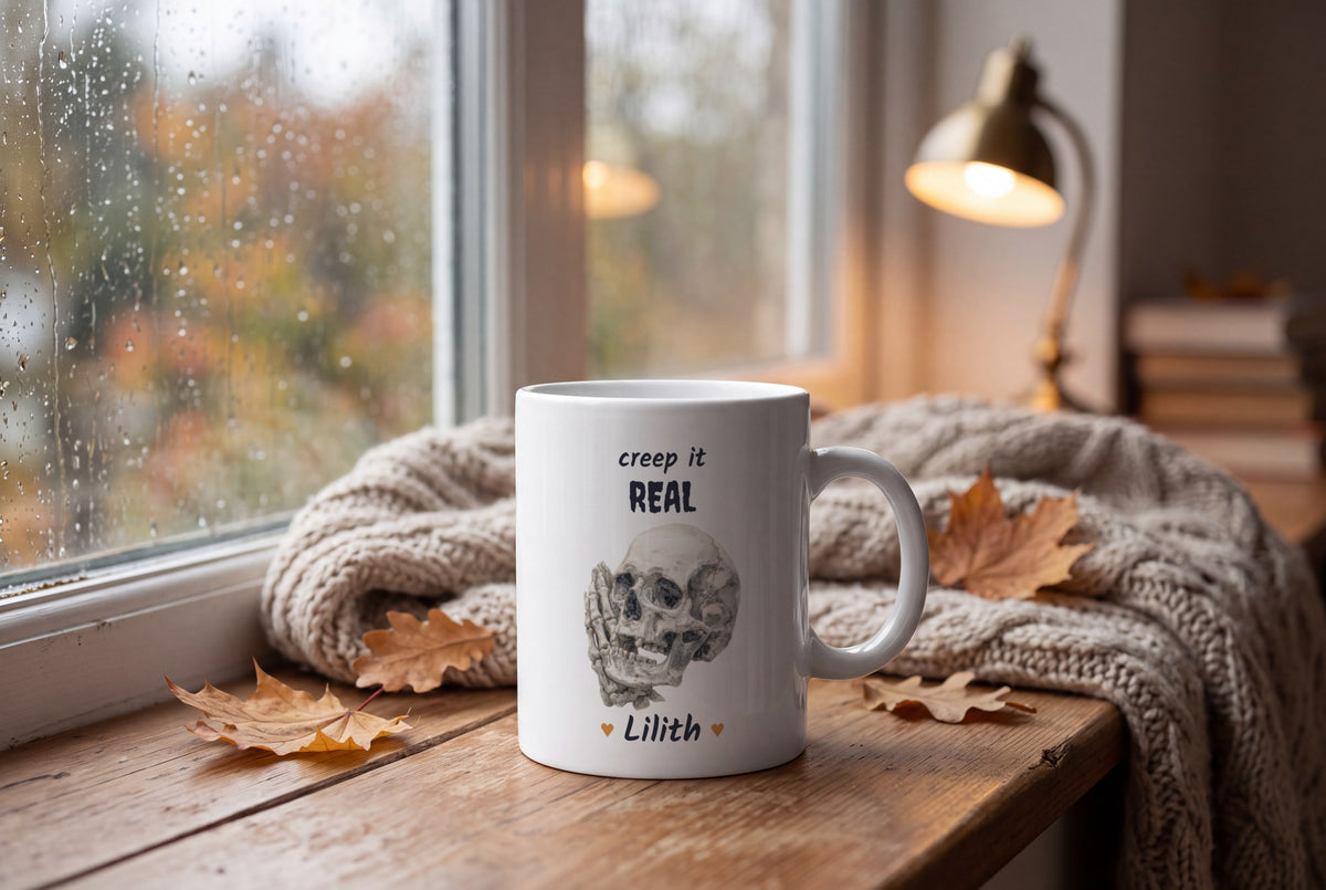 Lifestyle: Personalised Skull Hand Mug, Creep It Real