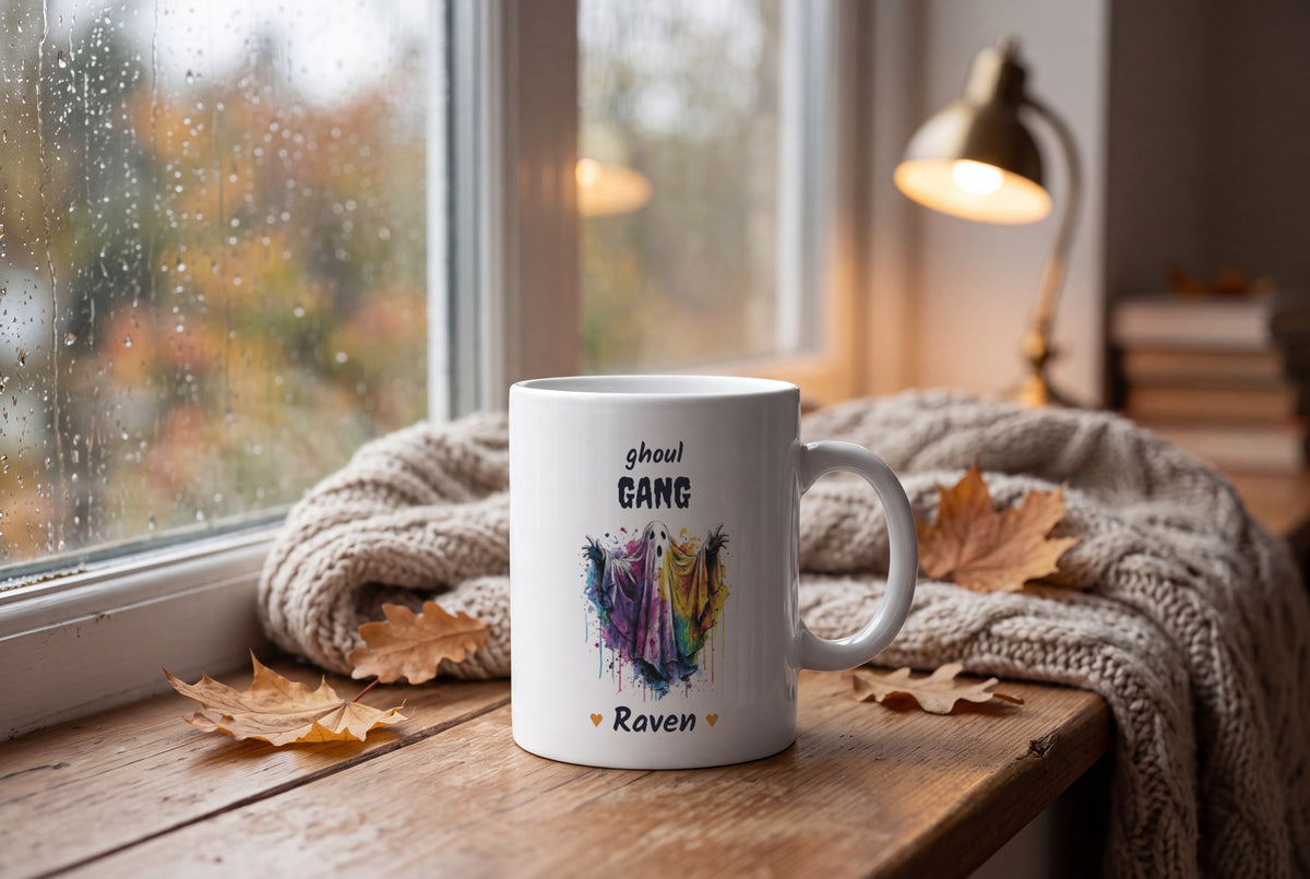 Lifestyle: Personalised Neon Ghost Mug, Ghoul Gang