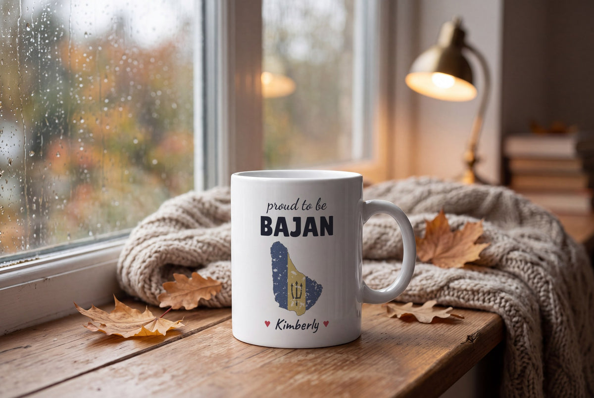 Lifestyle: Personalised Barbados Map Mug, Proud To Be Bajan