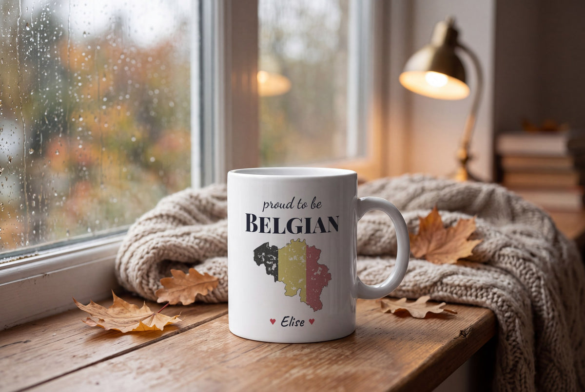 Lifestyle: Personalised Belgium Map Mug, Proud To Be Belgian