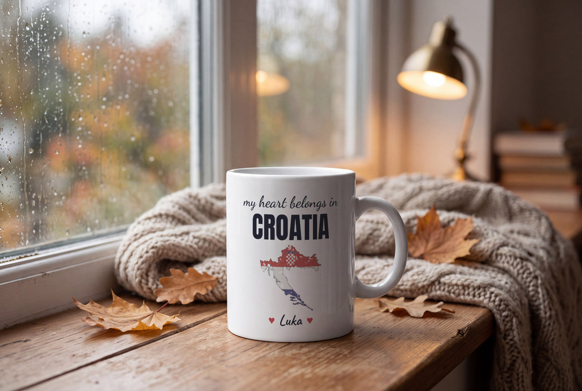 Lifestyle: Personalised Croatia Map Mug, My Heart Belongs In Croatia