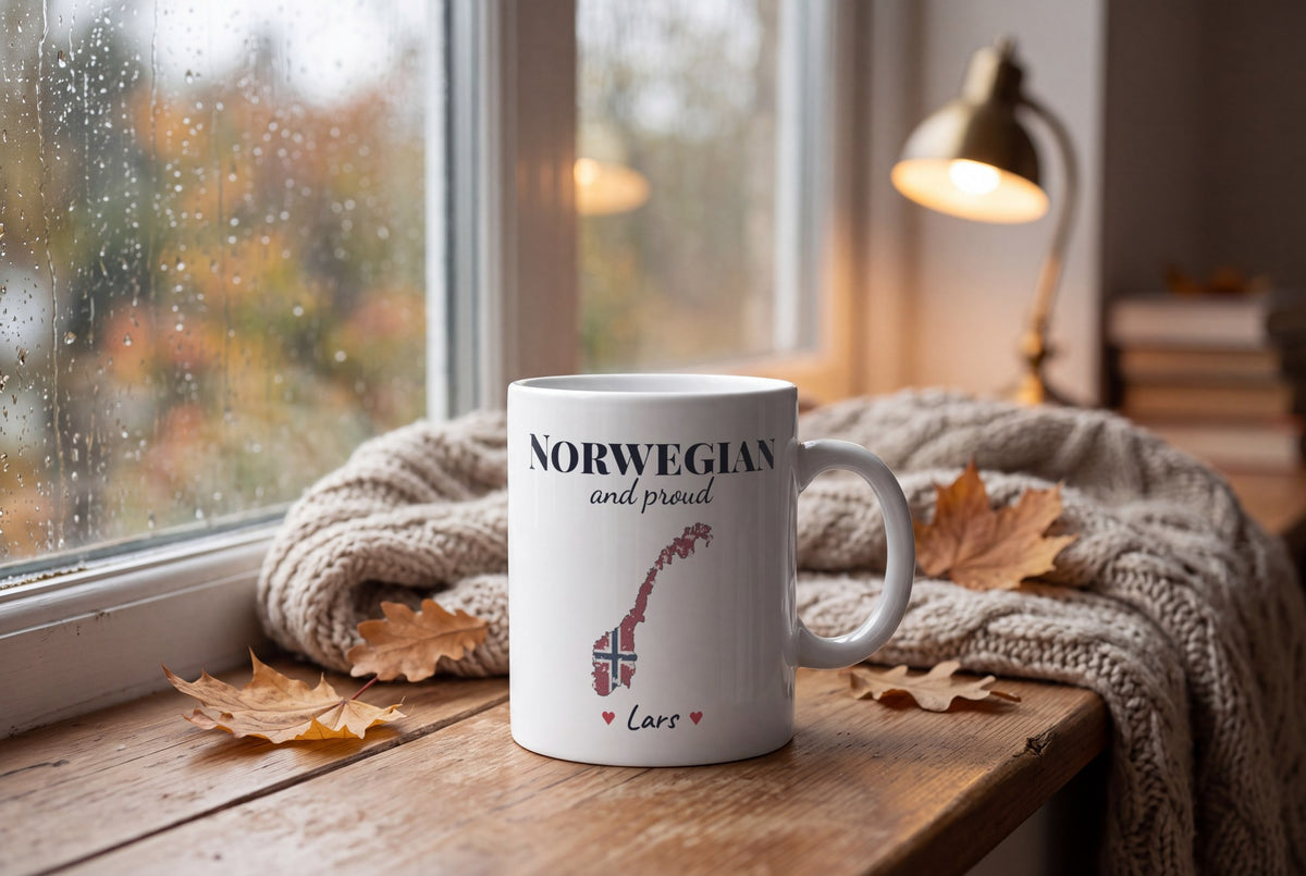 Lifestyle: Personalised Norway Map Mug, Norwegian And Proud