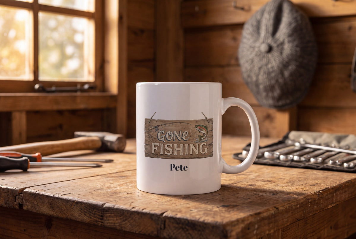 Lifestyle: Personalised Gone Fishing Mug