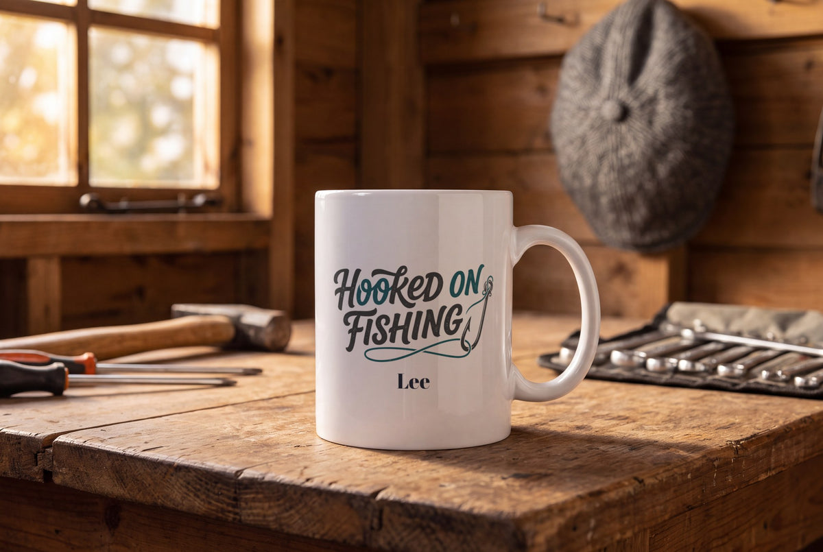 Lifestyle: Personalised Hooked On Fishing Mug