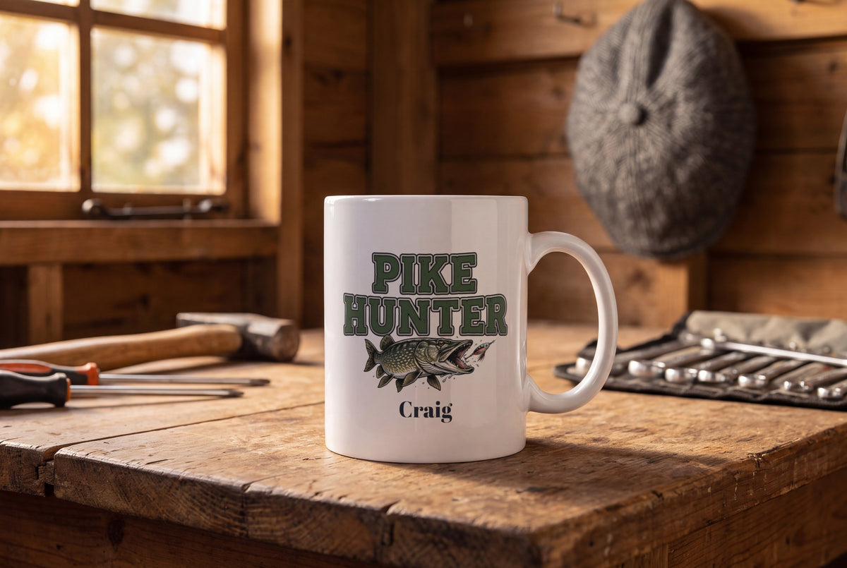 Lifestyle: Personalised Pike Hunter Fishing Mug