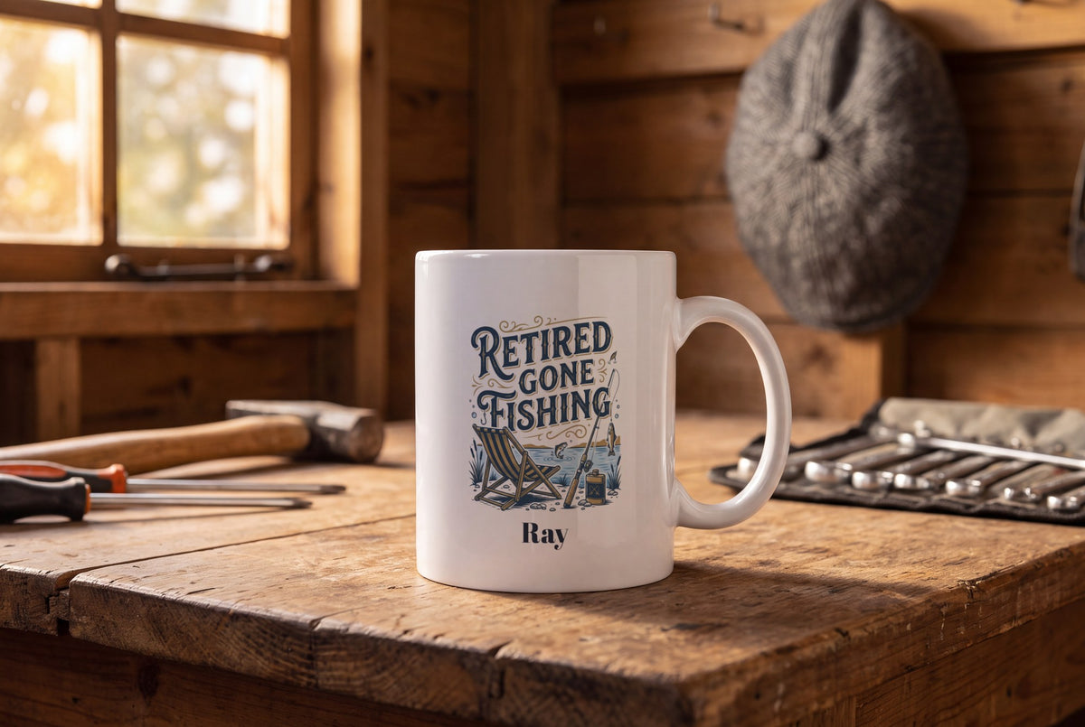 Lifestyle: Personalised Retired Gone Fishing Mug