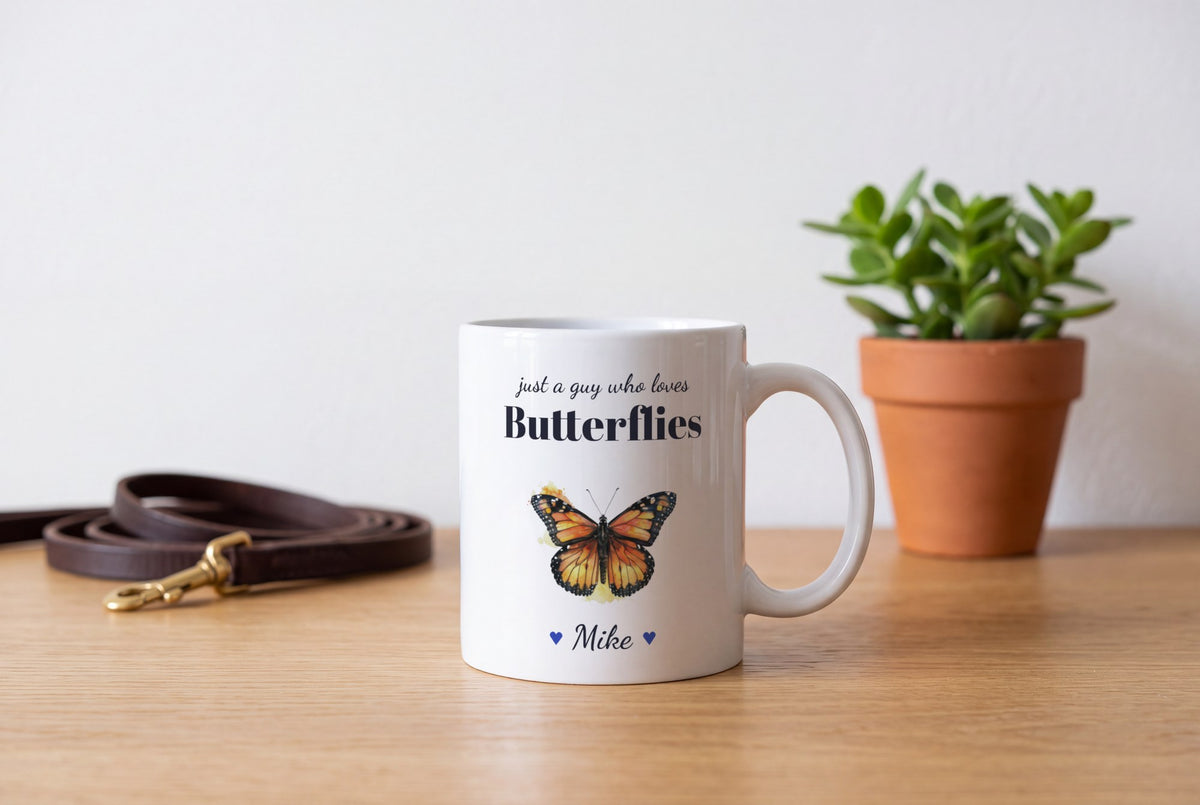 Lifestyle: Personalised Butterfly Mug, Just A Guy Who Loves Butterflies