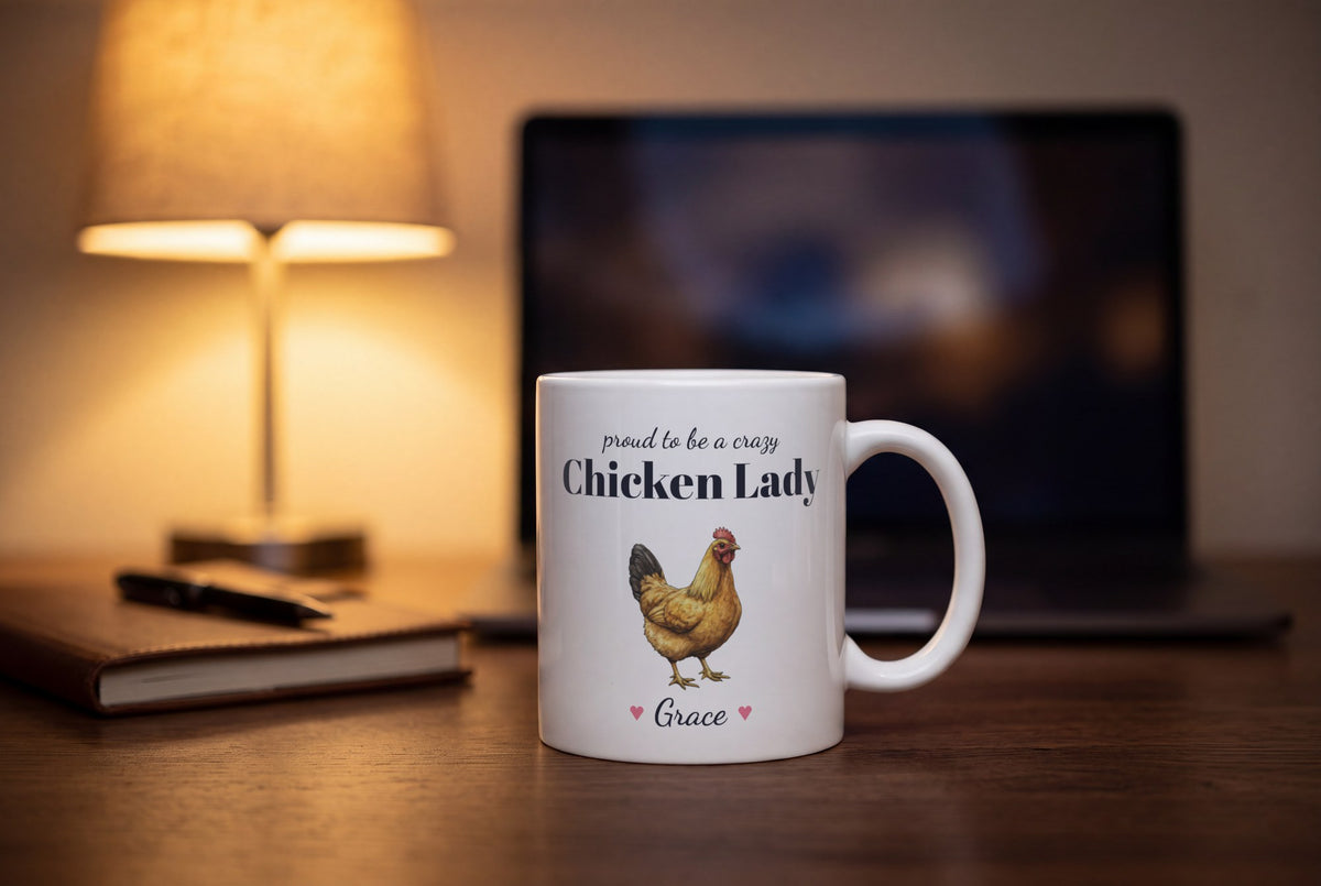 Lifestyle: Personalised Chicken Mug, Crazy Chicken Lady
